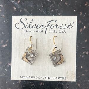 Silver Forest Gold and Silver Crescent Earrings